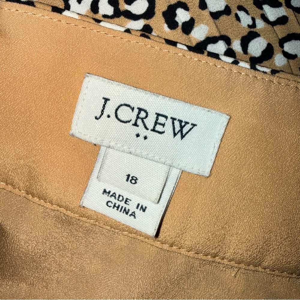 Size 18 EUC J. Crew Factory Leopard Print Pleated Lined Midi Skirt - Picture 8 of 15